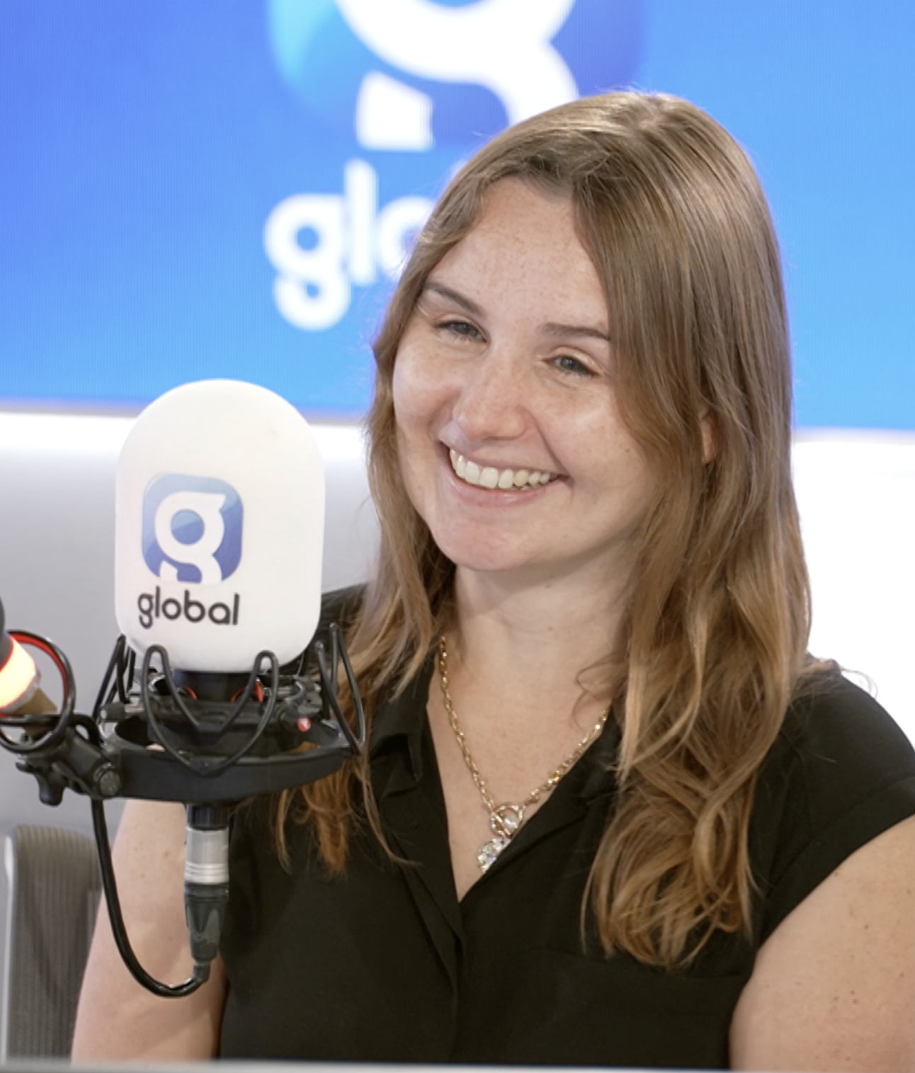 Rachel Babbage presenting in the Global radio studio